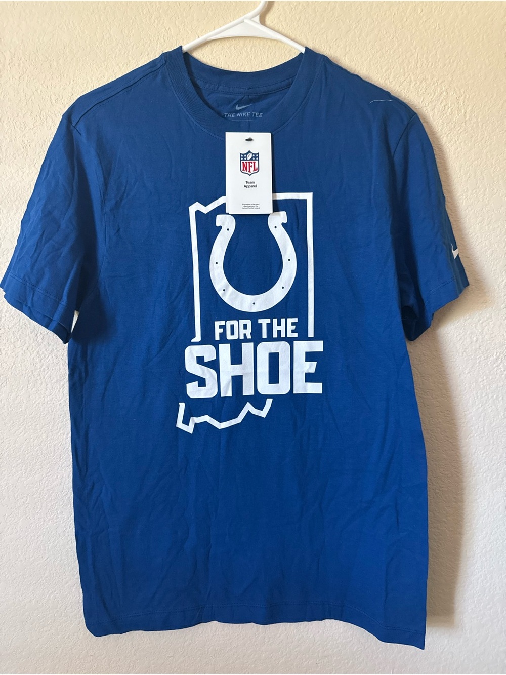 Nike Men’s Indianapolis Colts NFL T-Shirt Blue “For The Shoe” Size S NWT